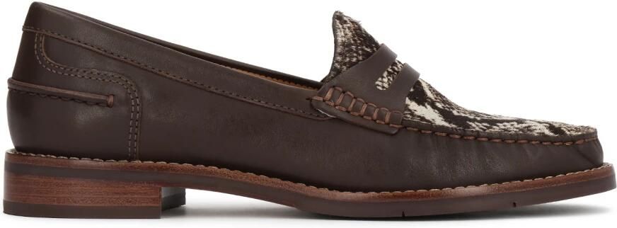 Kazar Brown flat shoes with patterned insert