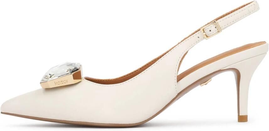 Kazar Cream wedding slingback pumps with large jewelry embellishment - Foto 2