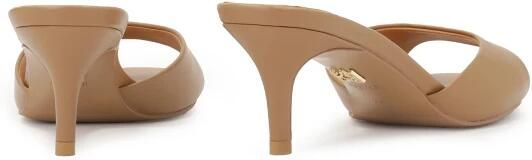 Kazar Slippers op een lage stilettohak in een lichtbruine kleur