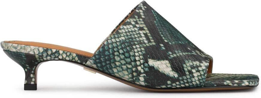 Kazar Snake Motif Embossed Leather Mules