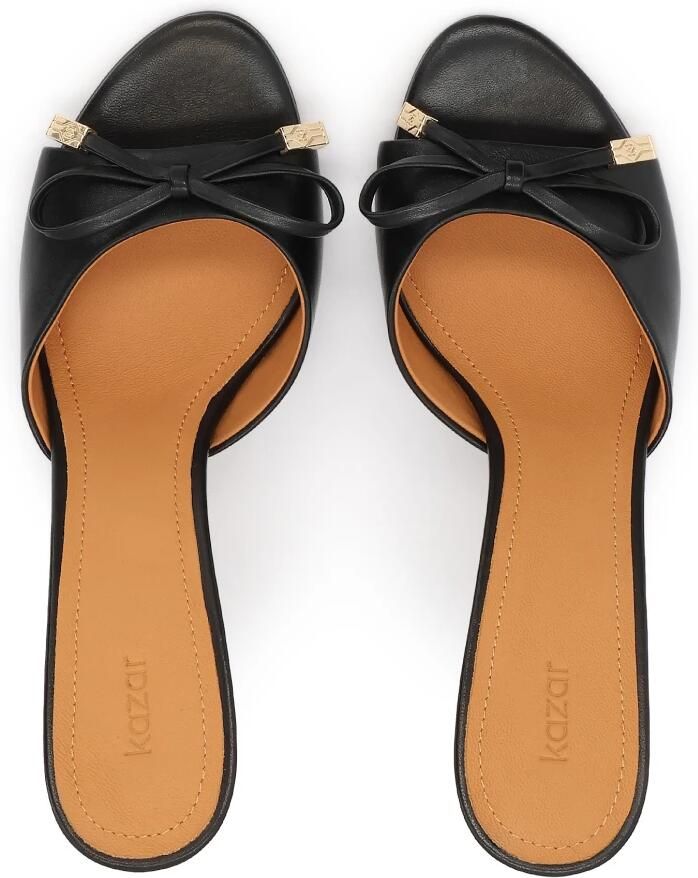 Kazar Black leather stiletto mules with a bow - Foto 2