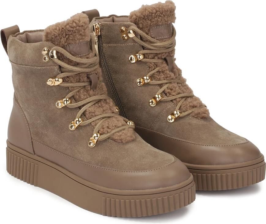 Kazar Taupe suède en gladleren laarzen