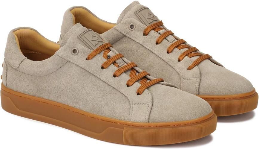 Kazar Taupe suède sneakers met bruine accessoires