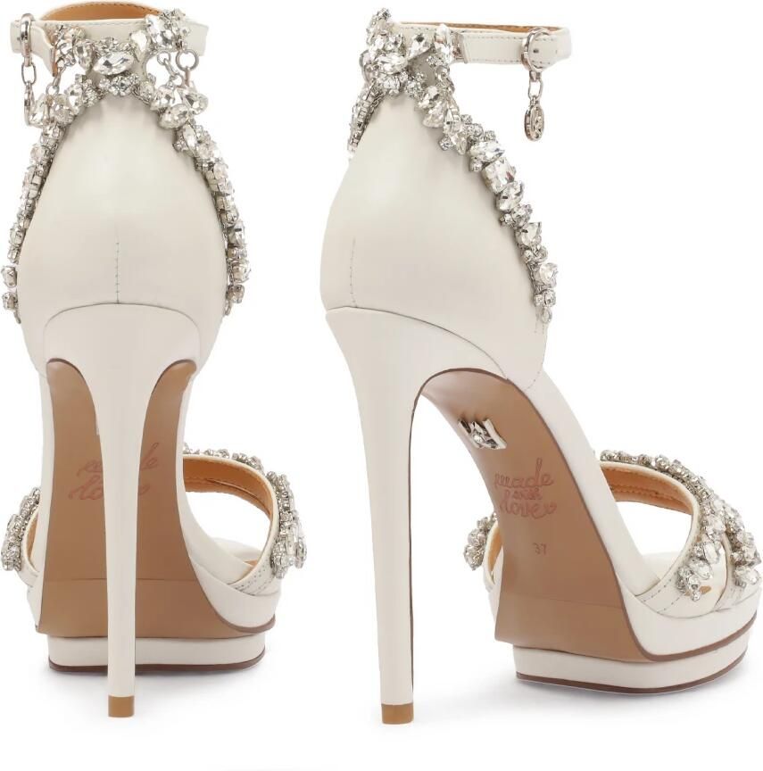 Kazar Witte sandalen uit de trouwcollectie versierd met kristallen