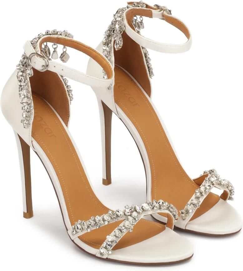 Kazar White wedding sandals decorated with zircons