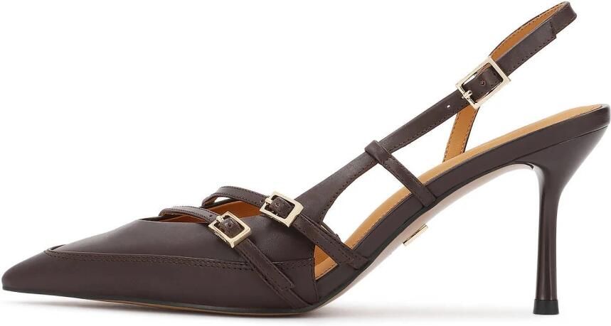 Kazar Brown slingback pumps with straps - Foto 2