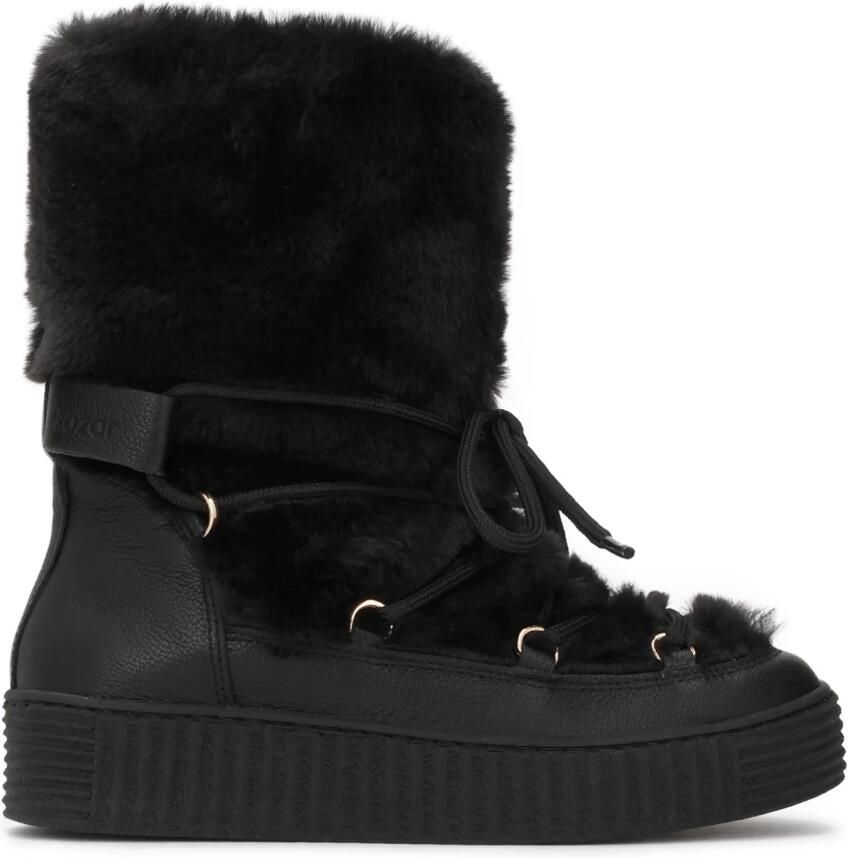 Kazar Zwarte dames snowboots met plateauzool