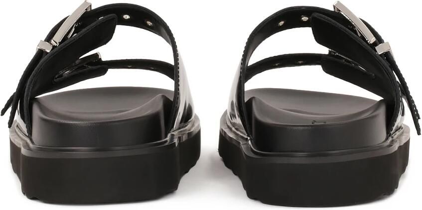 Kazar Zwarte flip-flops van glanzend leer met twee gespen - Foto 4