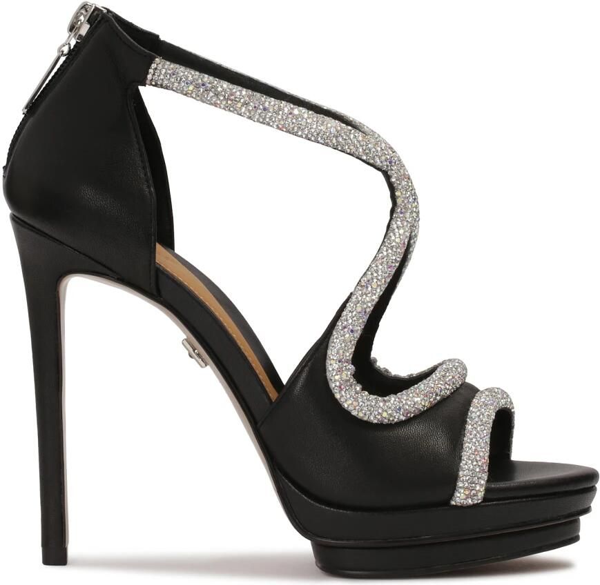 Kazar Zwarte formele sandalen met zilveren kristallen.Dit product valt klein uit.