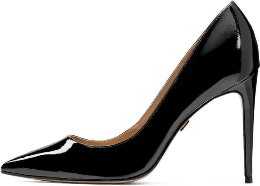 Kazar Zwarte gelakte leren stiletto's.Dit product valt groot uit.