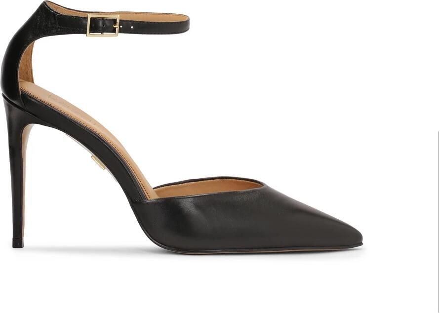 Kazar Zwarte halfopen leren pumps.Dit product valt groot uit.