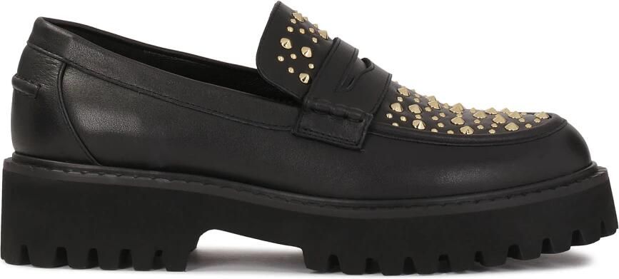 Kazar Zwarte halfschoenen met gouden strass.Dit product valt groot uit.