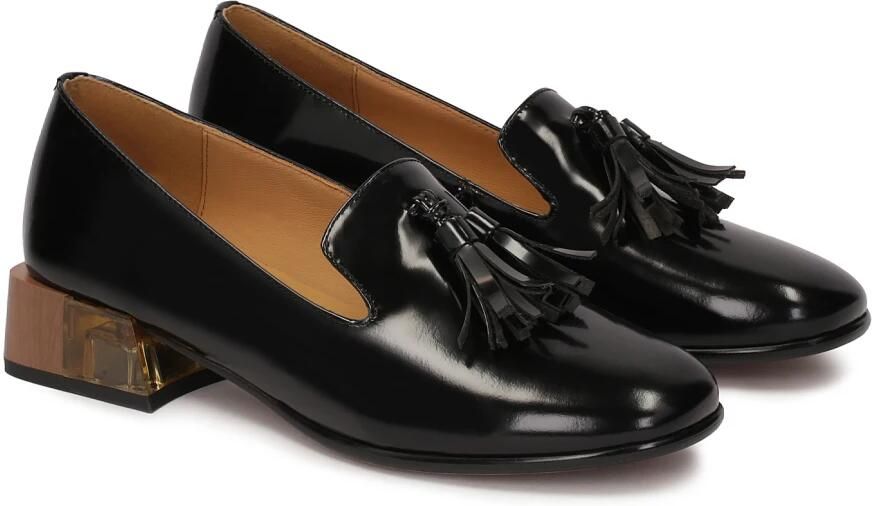 Kazar Zwarte halfschoenen met versierde hak