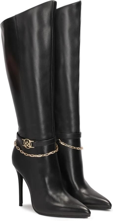 Kazar Zwarte hoge stiletto laarzen met decoratieve ketting.Dit product valt groot uit. - Foto 5