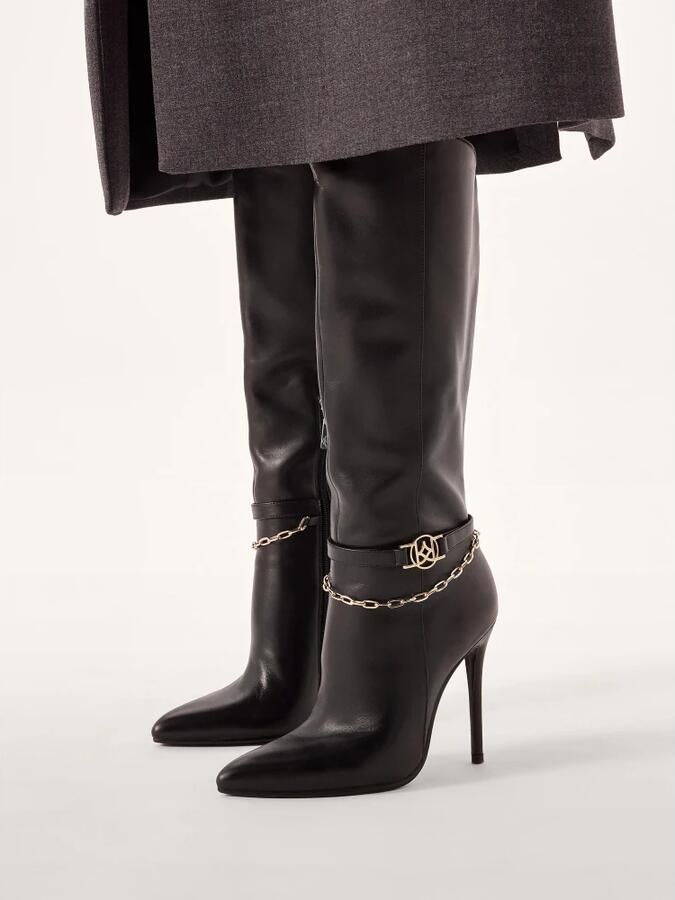 Kazar Zwarte hoge stiletto laarzen met decoratieve ketting.Dit product valt groot uit. - Foto 2