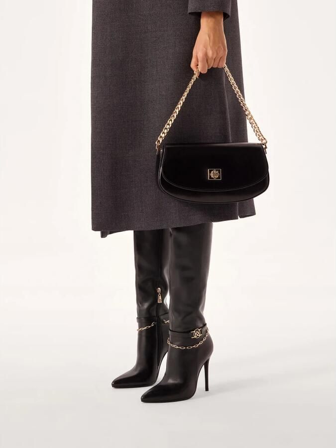 Kazar Zwarte hoge stiletto laarzen met decoratieve ketting.Dit product valt groot uit. - Foto 3