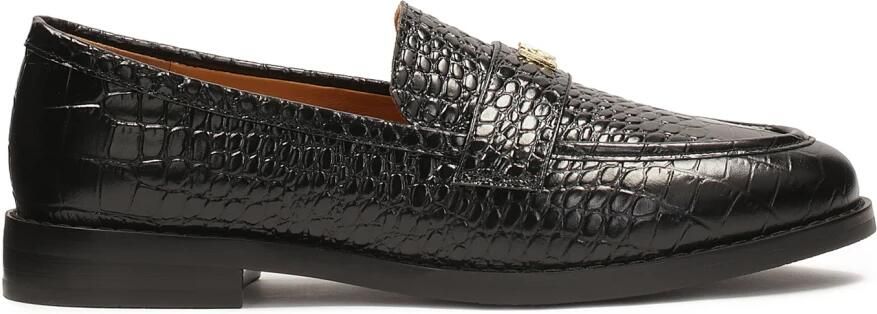 Kazar Zwarte klassieke reliëflederen loafers.Dit product valt groot uit.