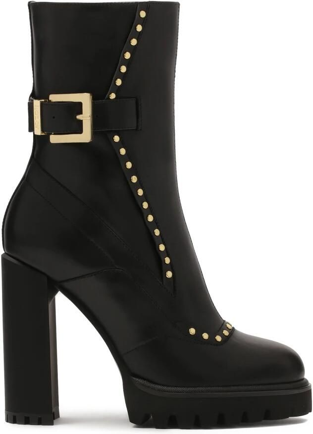 Kazar Zwarte laarzen met ronde gouden noppen.Dit product valt klein uit.