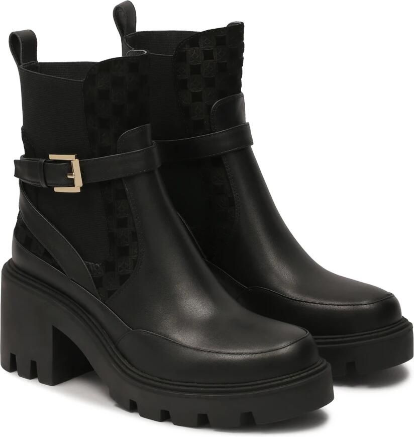 Kazar Zwarte laarzen met slip-on op stevige zool met hak