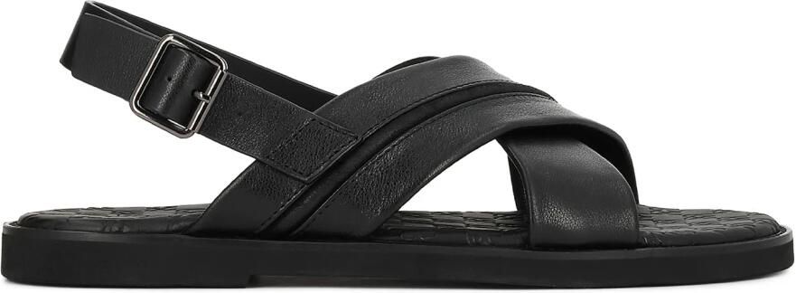 Kazar zwarte leren herensandalen met gekruiste banden