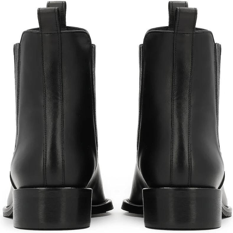 Kazar Zwarte leren laarzen met elastische inzetstukken en lussen
