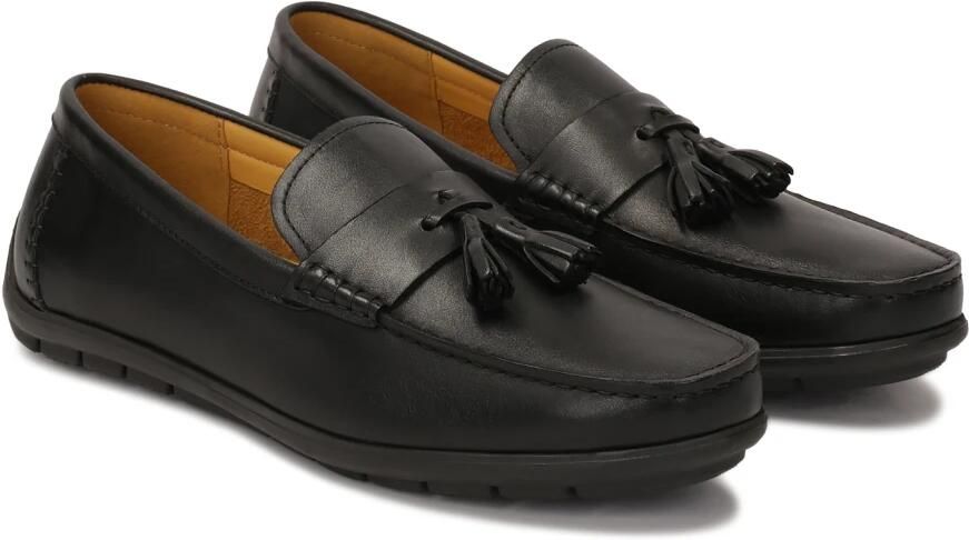 Kazar Zwarte leren mocassins met klompen