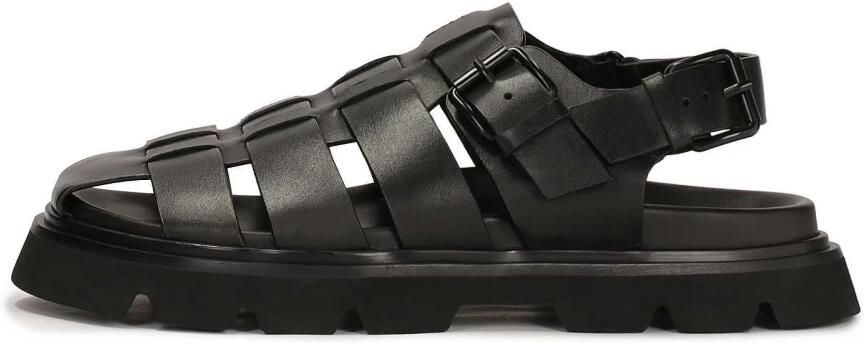 Kazar Zwarte leren sandalen met bedekte tenen