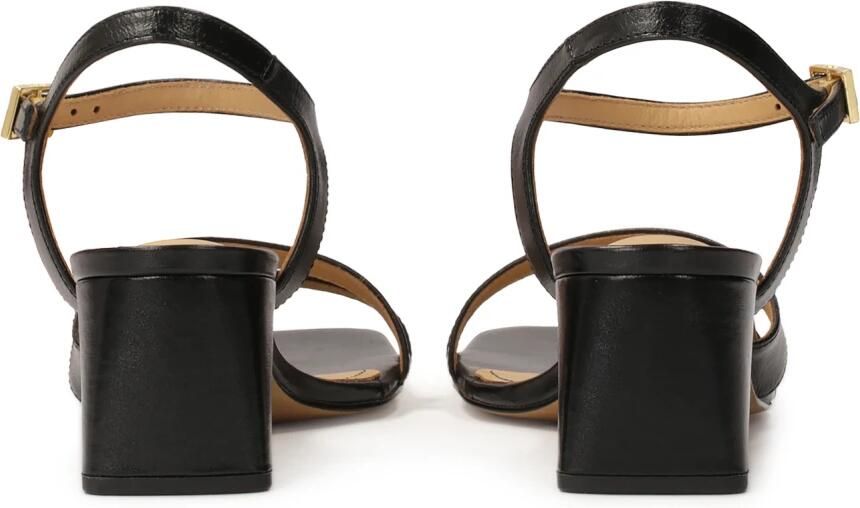 Kazar Zwarte leren sandalen met brede hak