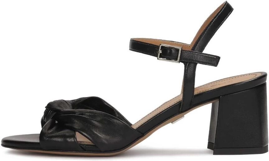 Kazar Zwarte leren sandalen met een decoratieve knoop