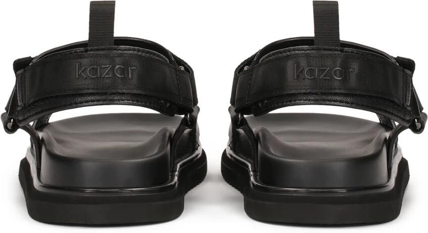 Kazar Zwarte leren sandalen met klittenbandsluitingen