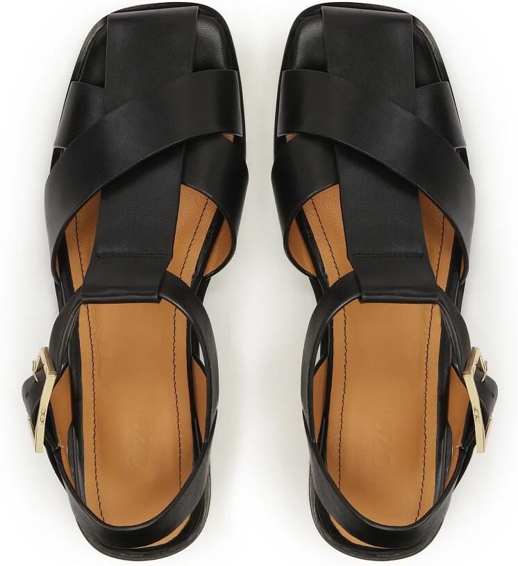 Kazar Zwarte leren sandalen met kruisende bandjes.Dit product valt groot uit. - Foto 2