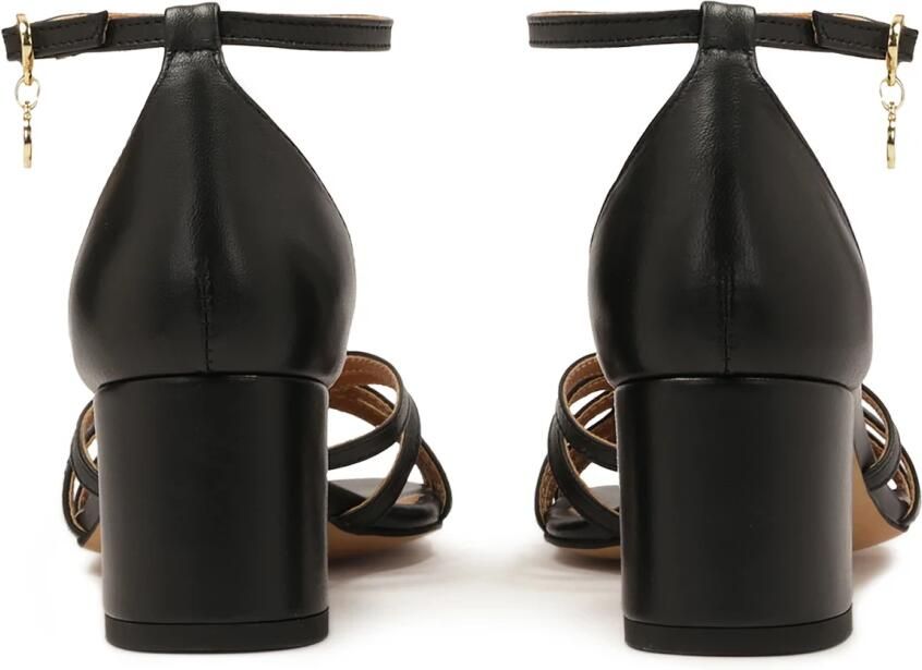 Kazar Zwarte leren sandalen met volledige hak