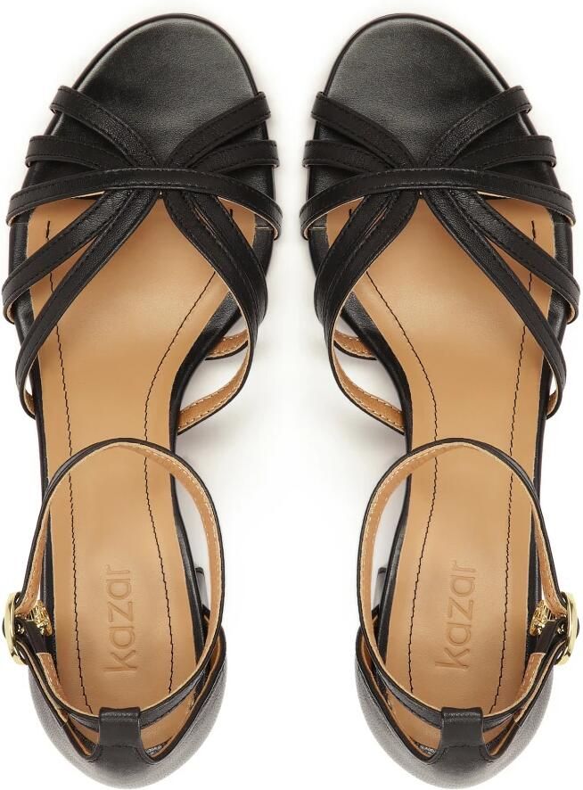 Kazar Zwarte leren sandalen met volledige hak - Foto 2