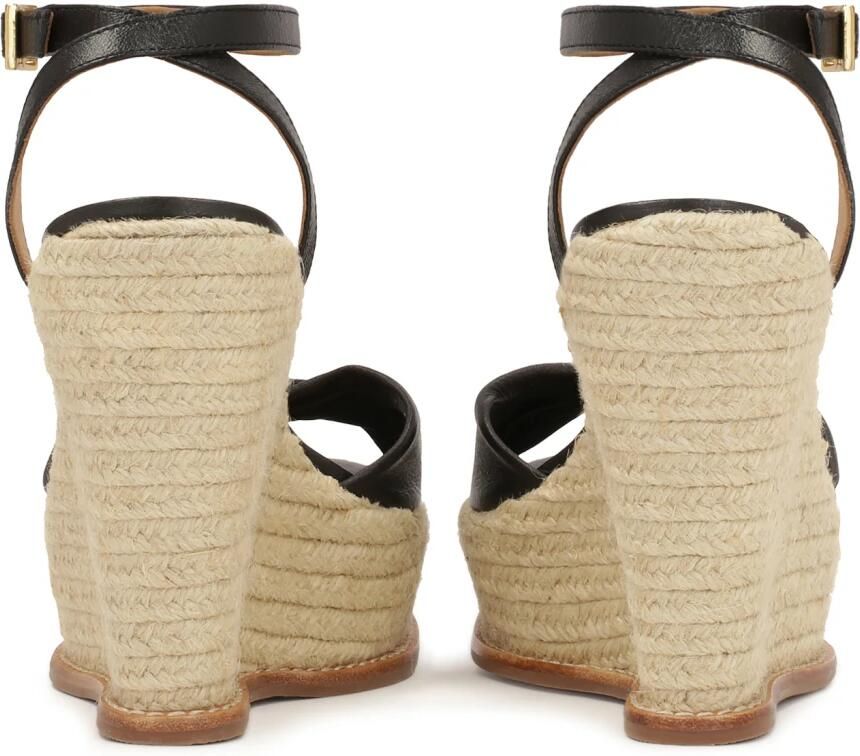 Kazar Zwarte leren sandalen op een platform