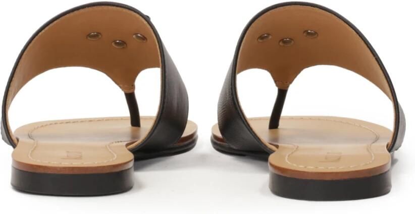 Kazar Zwarte leren slippers met brede band