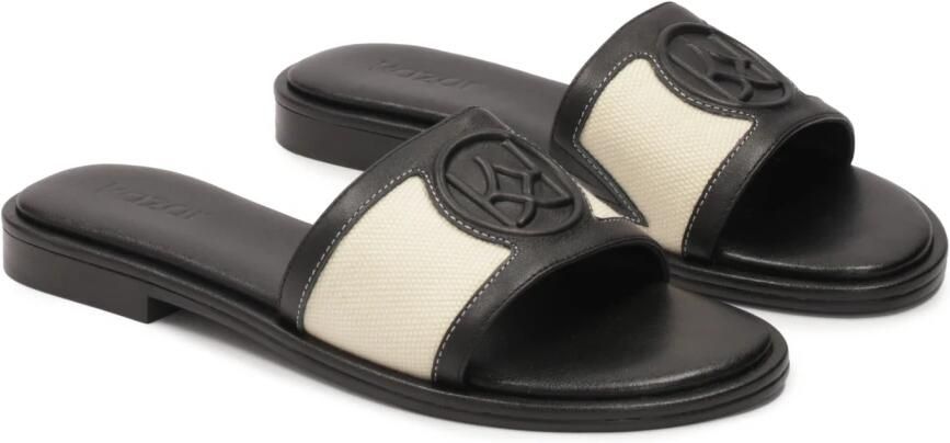Kazar Zwarte leren slippers met heldere inzetstukken - Foto 5
