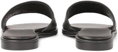 Kazar Zwarte leren slippers met uitsnede