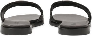 Kazar Zwarte leren slippers met zilveren monogram