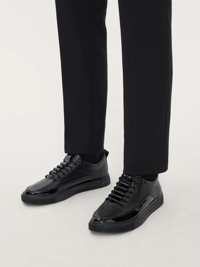 Kazar Heren sneakers van zwart leer met elegante inzetstukken - Foto 5