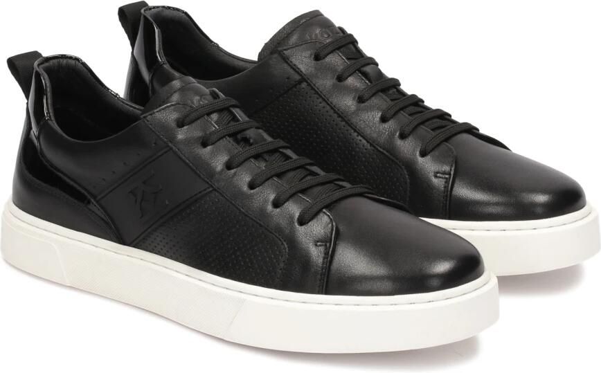 Kazar Czarne skórzane sneakersy na białej podeszwie|79006-01-00|42
