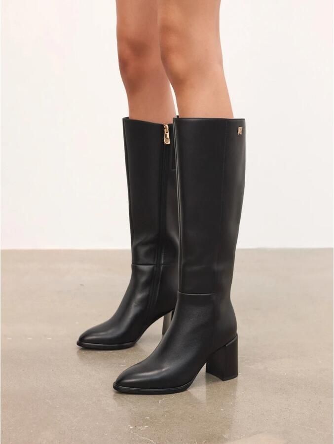 Kazar Zwarte leren stiletto laarzen