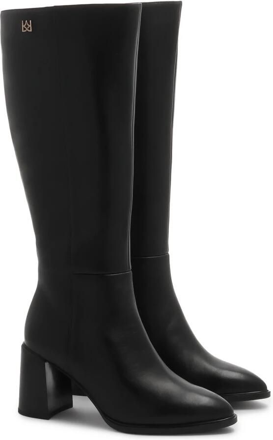 Kazar Zwarte leren stiletto laarzen