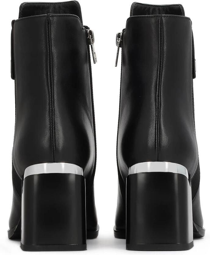 Kazar Zwarte leren stiletto laarzen met metallic details