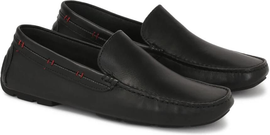Kazar Zwarte mocassins met rode accenten