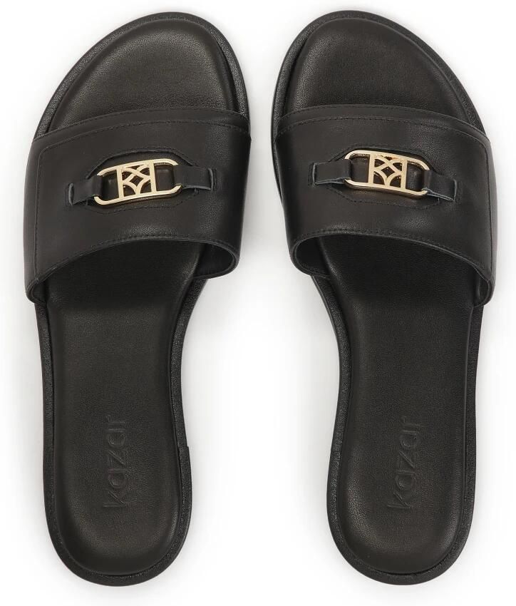 Kazar Zwarte monogram flip-flops op een platte zool - Foto 2