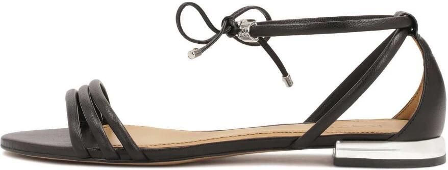 Kazar Zwarte platte sandalen met zilveren hak