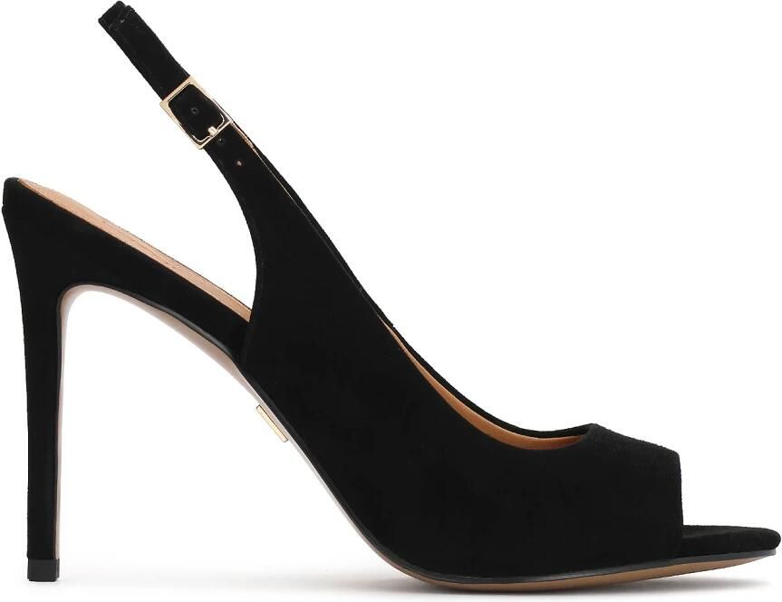 Kazar Black pumps with open heel and peep toe nose