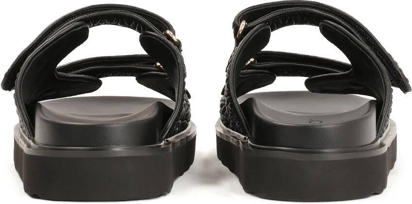 Kazar Zwarte reliëf leren slippers op een comfortabele zool