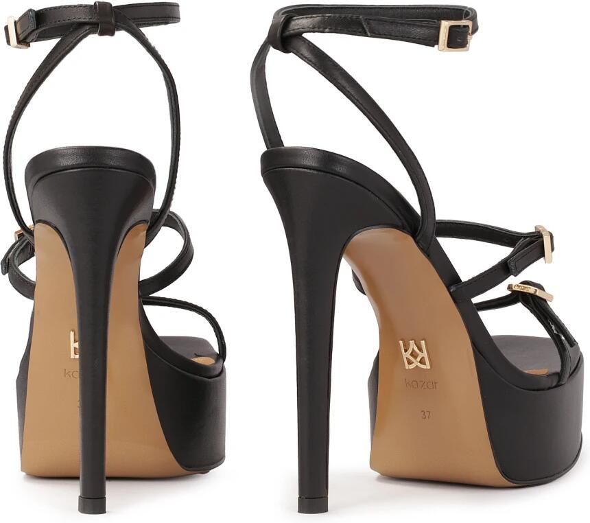 Kazar Zwarte sandalen met hak en plateauzool