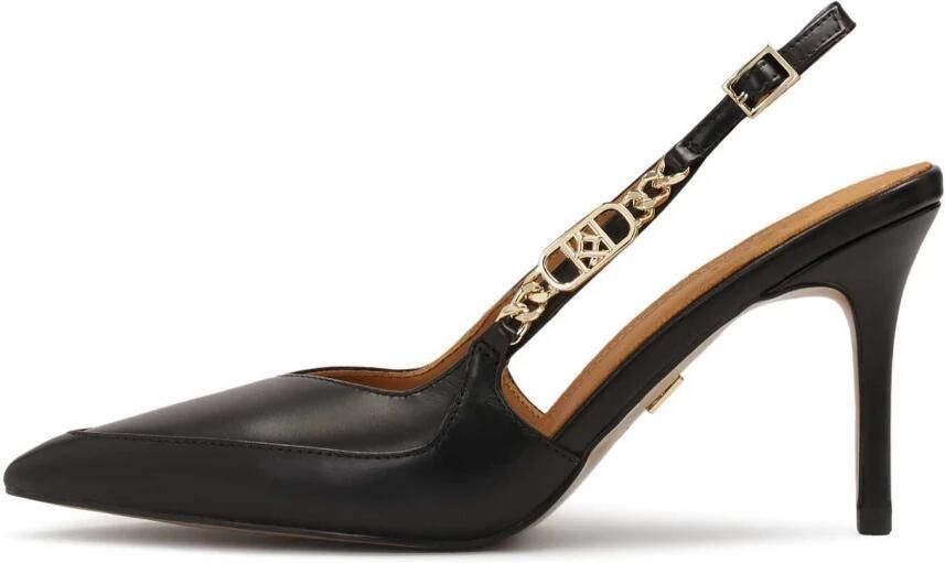 Kazar Zwarte slingback pumps met metalen monogram.Dit product valt klein uit. - Foto 2